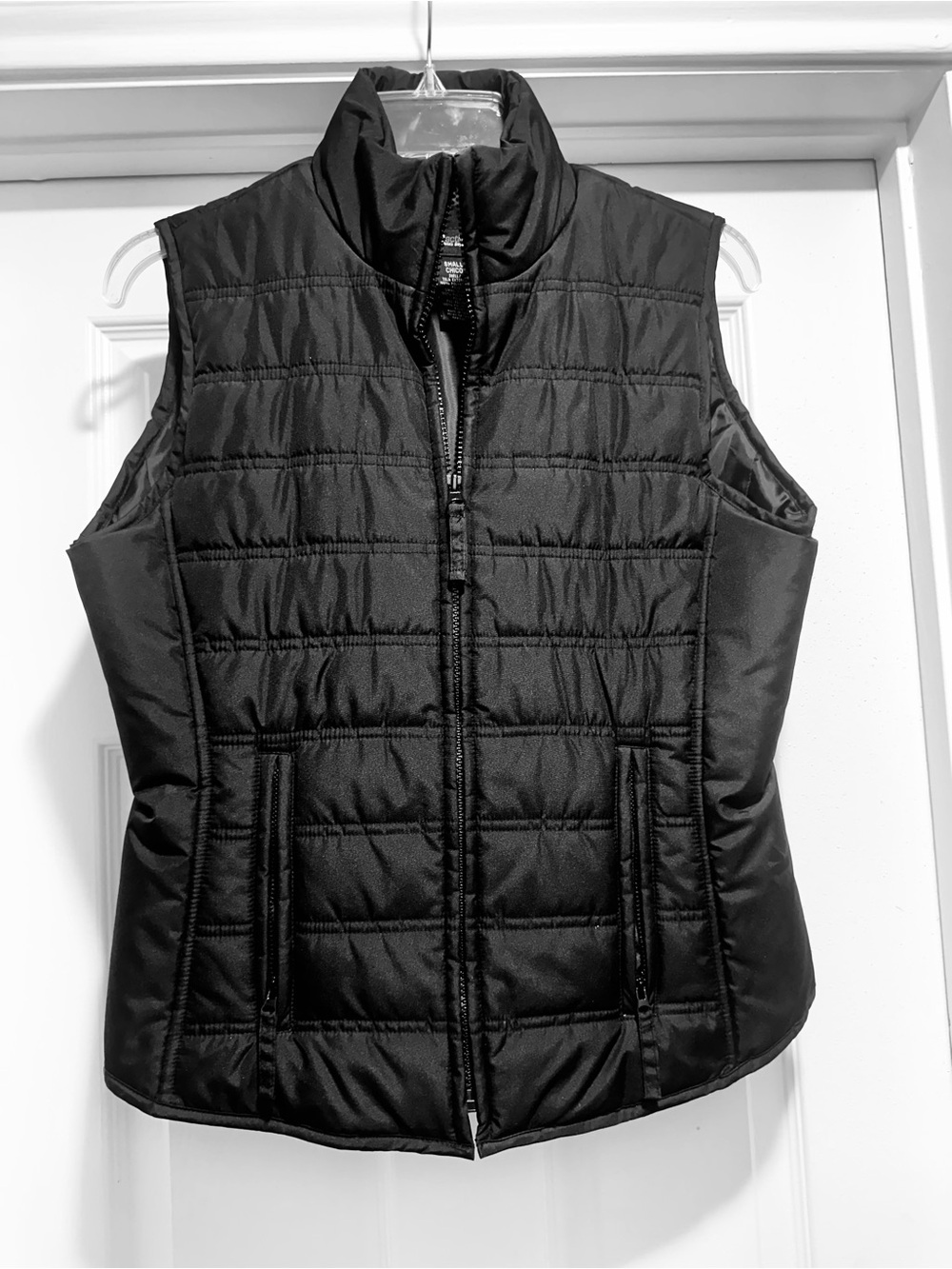Women's Black Quilted Lightweight Vest with Stand Collar